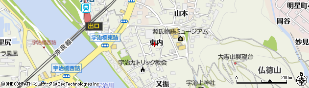 京都府宇治市宇治東内周辺の地図