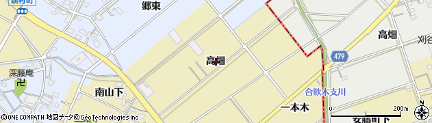 愛知県西尾市東浅井町高畑周辺の地図