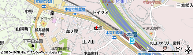愛知県岡崎市本宿町広畑周辺の地図