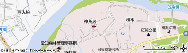 愛知県新城市庭野（神荒居）周辺の地図