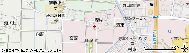京都府久御山町（久世郡）森（森村）周辺の地図