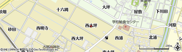 愛知県岡崎市定国町（西大坪）周辺の地図