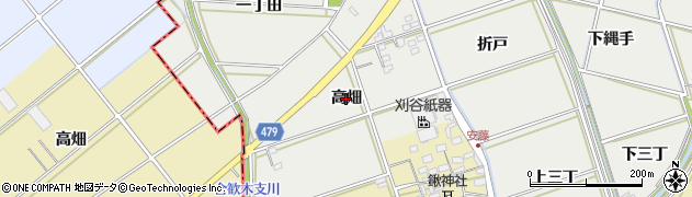 愛知県岡崎市福桶町（高畑）周辺の地図
