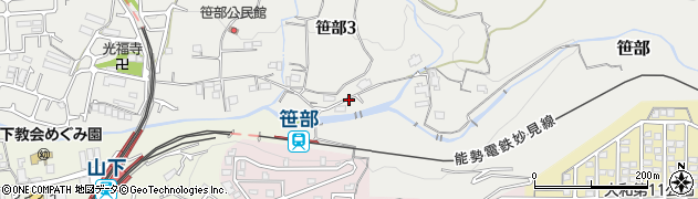 兵庫県川西市笹部（川原）周辺の地図