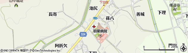 愛知県岡崎市羽栗町（田中）周辺の地図