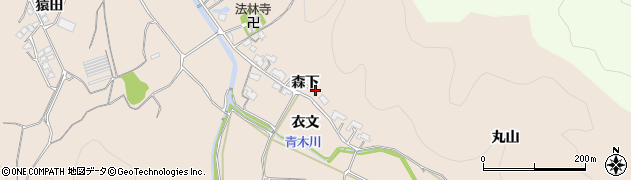 愛知県岡崎市上衣文町（森下）周辺の地図