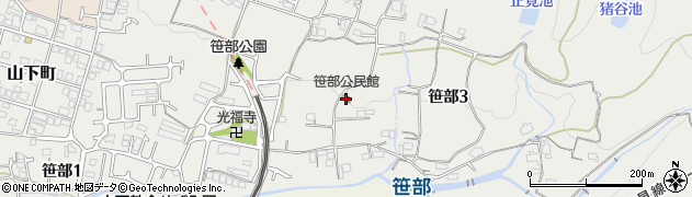 笹部公民館周辺の地図
