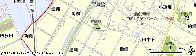 愛知県額田郡幸田町坂崎平蔵脇94周辺の地図