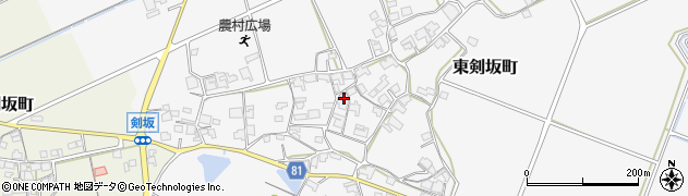 兵庫県加西市東剣坂町周辺の地図