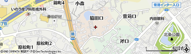 愛知県常滑市脇田口周辺の地図