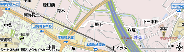 愛知県岡崎市本宿町（城下）周辺の地図