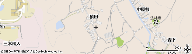 愛知県岡崎市上衣文町猿田208周辺の地図