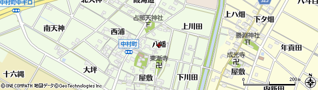 愛知県岡崎市中村町（八幡）周辺の地図