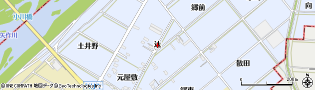 愛知県西尾市新村町（辻）周辺の地図
