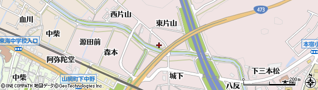 愛知県岡崎市本宿町（東片山）周辺の地図