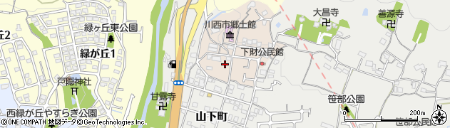 兵庫県川西市下財町周辺の地図