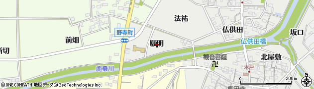 愛知県安城市寺領町願明周辺の地図