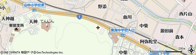 愛知県岡崎市山綱町（石ノ塔）周辺の地図