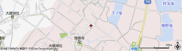 兵庫県加西市中西町周辺の地図