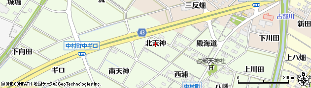 愛知県岡崎市中村町（北天神）周辺の地図