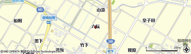 愛知県幸田町（額田郡）坂崎（六反）周辺の地図