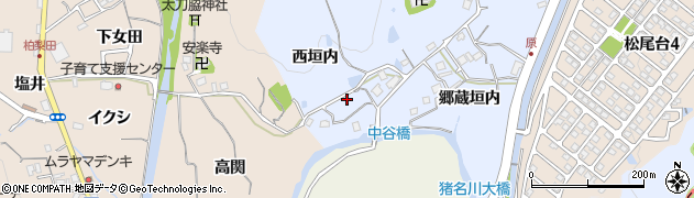兵庫県猪名川町（川辺郡）原（西垣内）周辺の地図