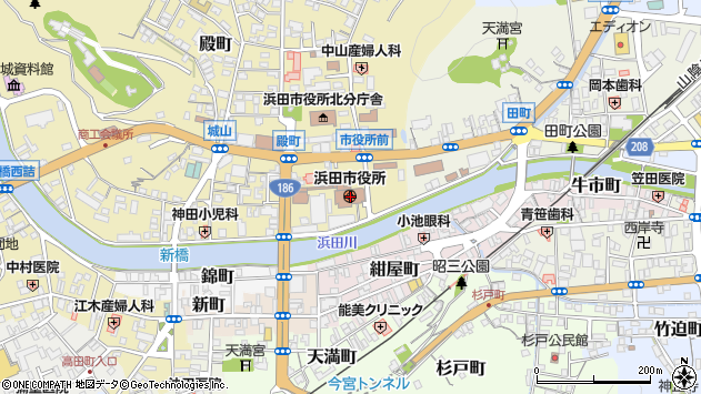 〒697-0000 島根県浜田市（以下に掲載がない場合）の地図
