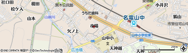 愛知県岡崎市舞木町（市場）周辺の地図