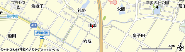 愛知県幸田町（額田郡）坂崎（山添）周辺の地図