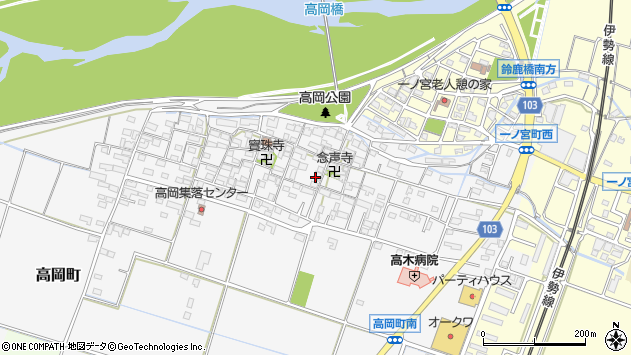 〒513-0014 三重県鈴鹿市高岡町の地図