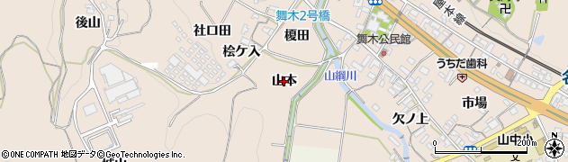 愛知県岡崎市舞木町（山本）周辺の地図