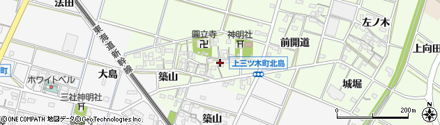 愛知県岡崎市上三ツ木町（北島）周辺の地図