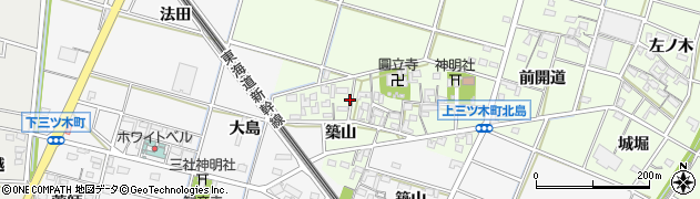愛知県岡崎市上三ツ木町築山13周辺の地図