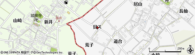 愛知県西尾市南中根町貝ス周辺の地図
