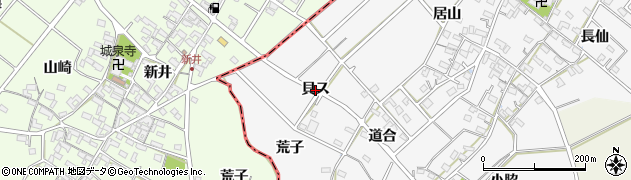 愛知県西尾市南中根町（貝ス）周辺の地図