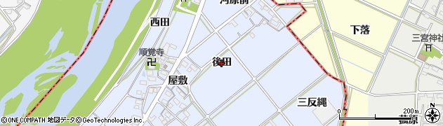 愛知県西尾市高落町（後田）周辺の地図