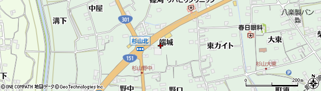 愛知県新城市杉山（端城）周辺の地図