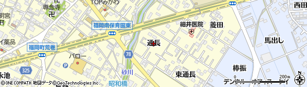 愛知県岡崎市福岡町（通長）周辺の地図