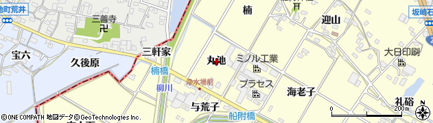 愛知県幸田町（額田郡）坂崎（丸池）周辺の地図