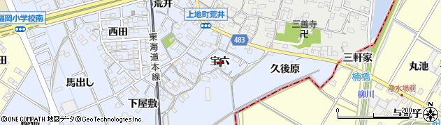愛知県岡崎市上地町宝六周辺の地図