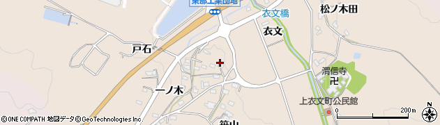 愛知県岡崎市上衣文町周辺の地図