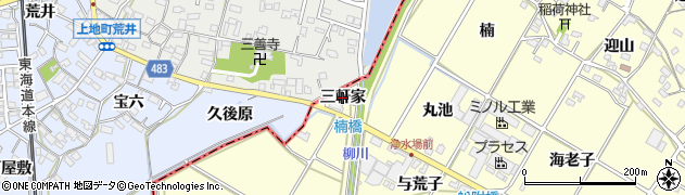 愛知県幸田町（額田郡）坂崎（三軒家）周辺の地図