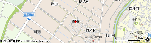 愛知県岡崎市国正町（西浦）周辺の地図