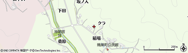 愛知県岡崎市鶇巣町（クラ）周辺の地図