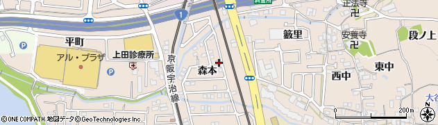 京都府宇治市莵道（森本）周辺の地図