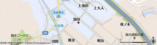 愛知県岡崎市池金町（池田）周辺の地図
