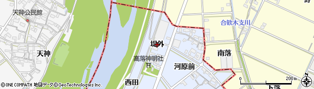 愛知県西尾市高落町（堤外）周辺の地図