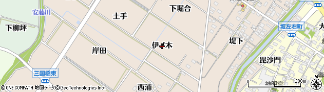 愛知県岡崎市坂左右町（伊ノ木）周辺の地図
