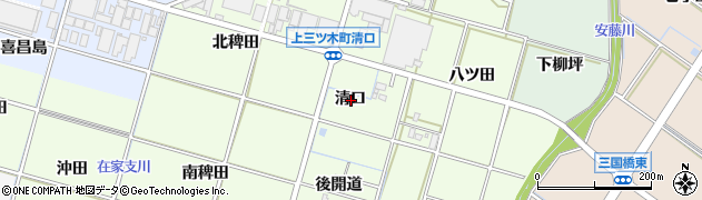 愛知県岡崎市上三ツ木町清口周辺の地図