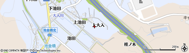 愛知県岡崎市池金町（上大入）周辺の地図